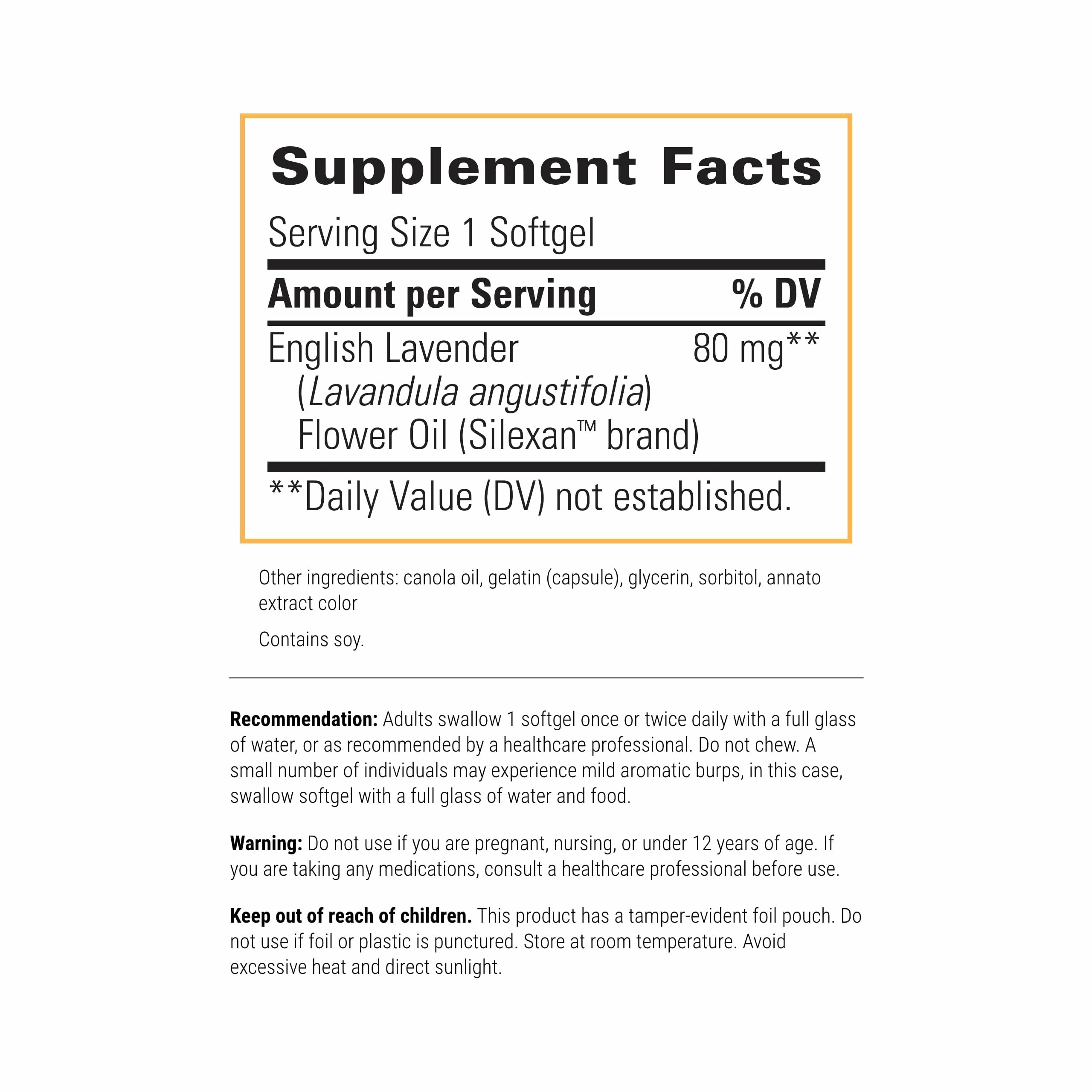 Integrative Therapeutics Lavela WS 1265 Lavender Oil Supplement side view