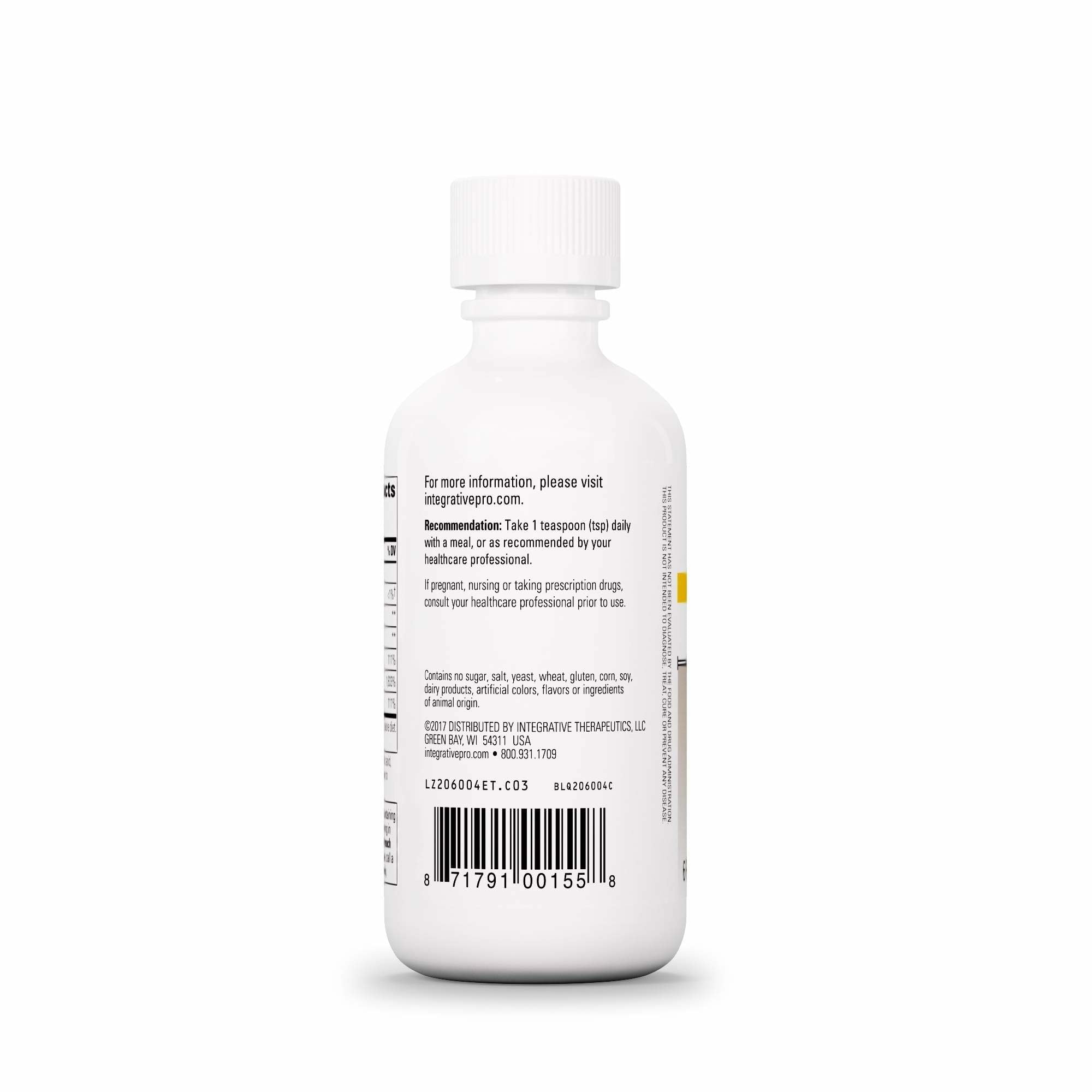 Integrative Therapeutics Liquid Iron Supplement side view with cap