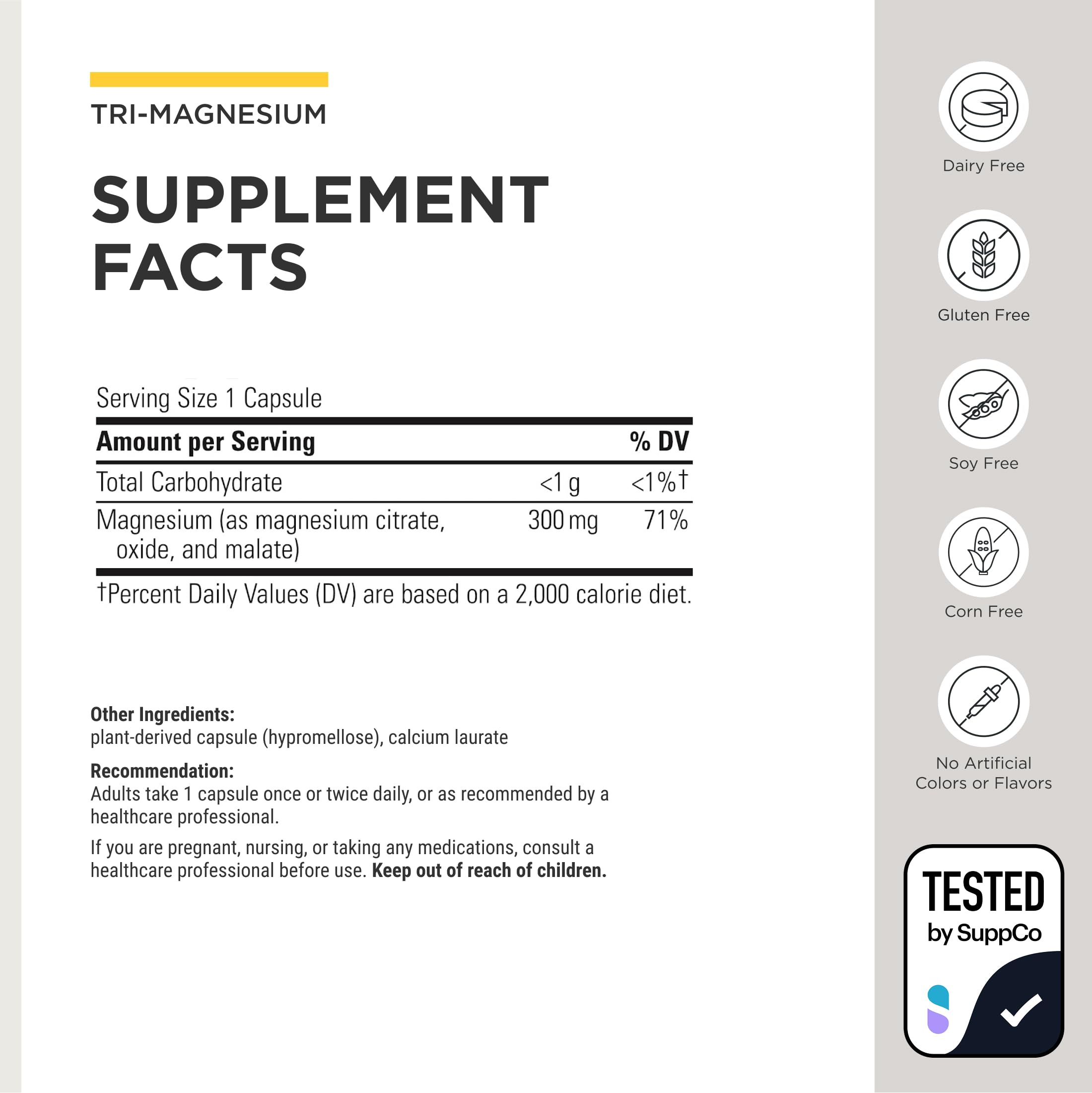 Integrative Therapeutics Magnesium Complex Supplement 300mg bottle side view
