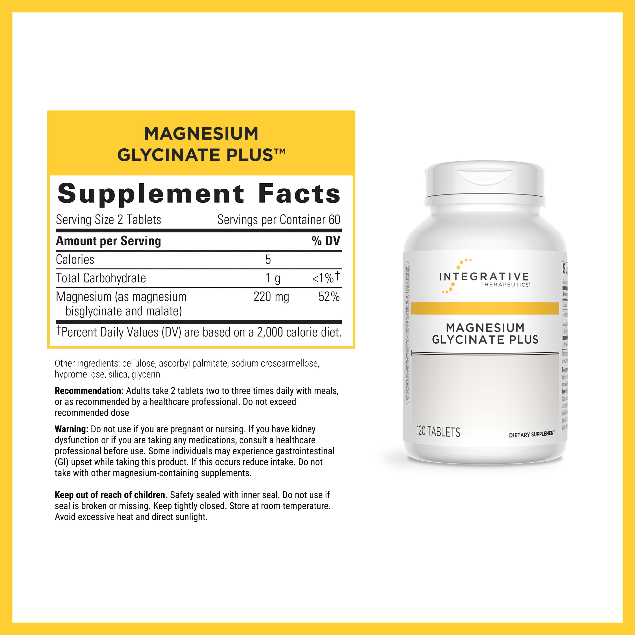 Integrative Therapeutics Magnesium Glycinate Plus 220mg bottle side view