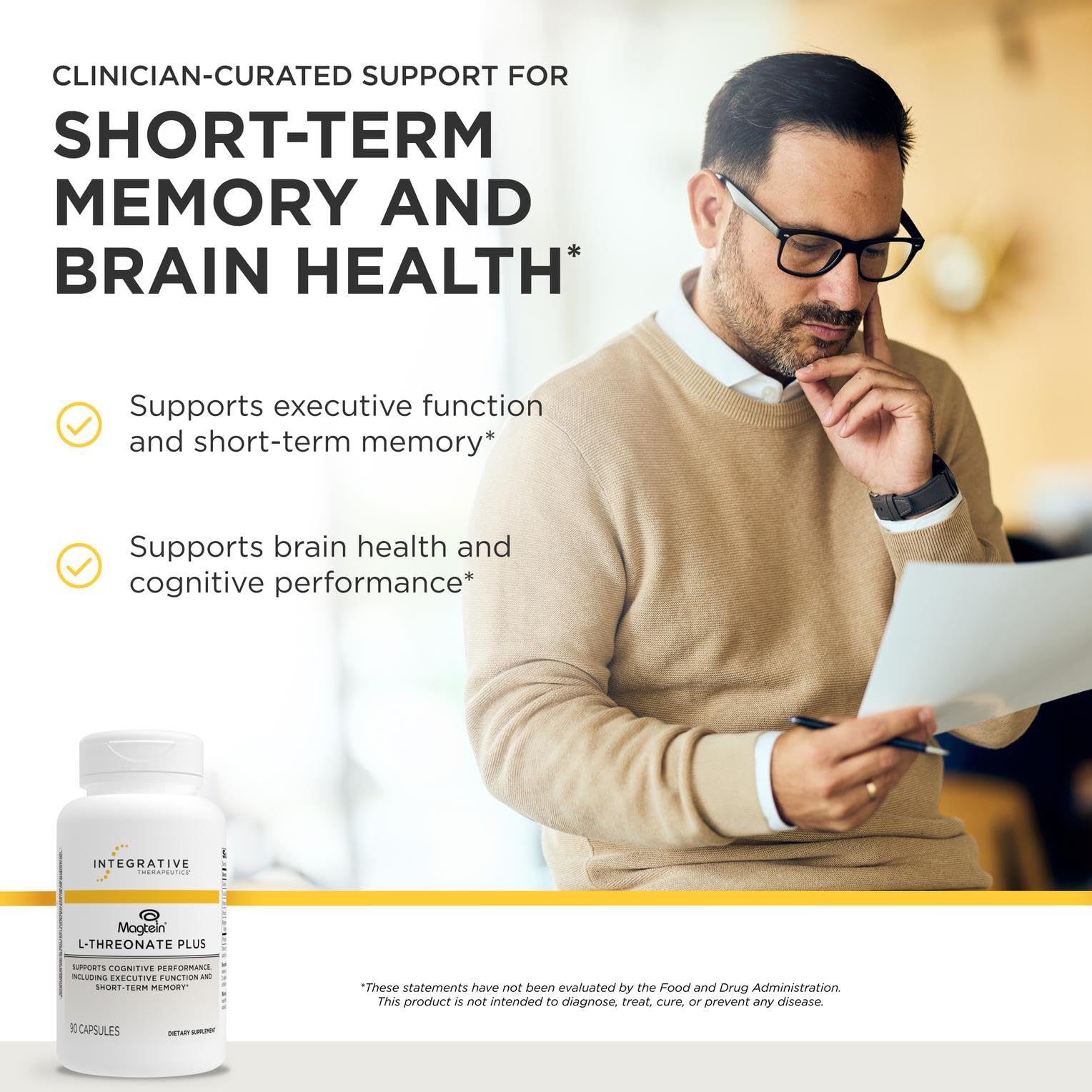 Integrative Therapeutics Magtein L-Threonate Plus 90 capsules back view