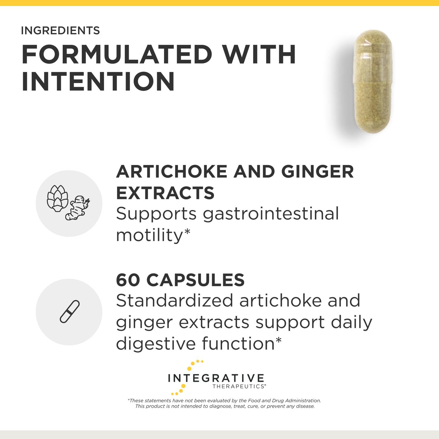 Integrative Therapeutics Motility Activator Artichoke Supplement bottle side view
