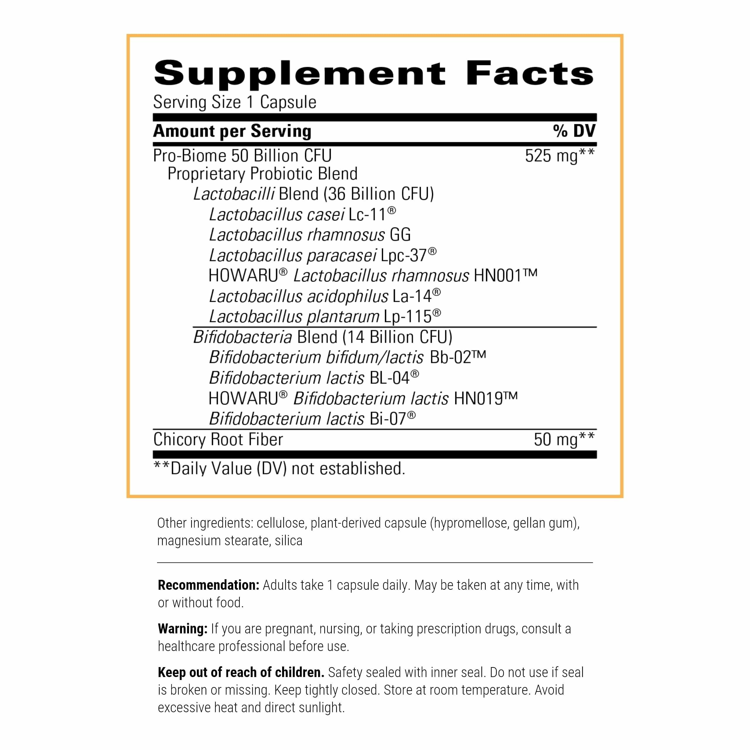 Integrative Therapeutics Pro-Biome Probiotic Supplement side view