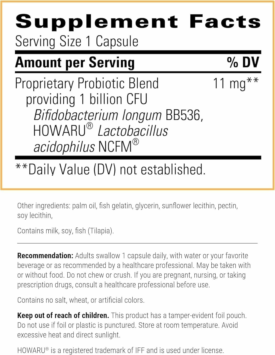 Integrative Therapeutics Probiotic Pearls capsule side view
