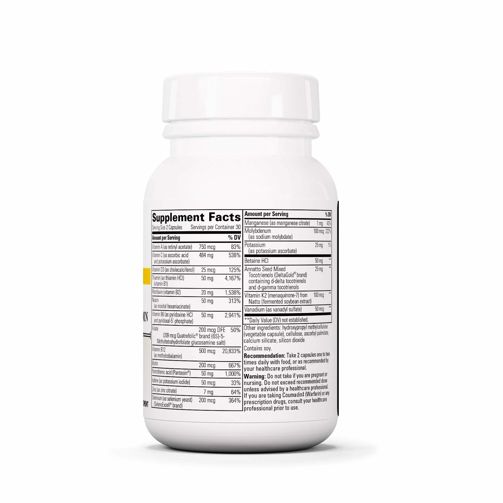 Integrative Therapeutics ProThrivers Wellness Multivitamin back view with ingredients