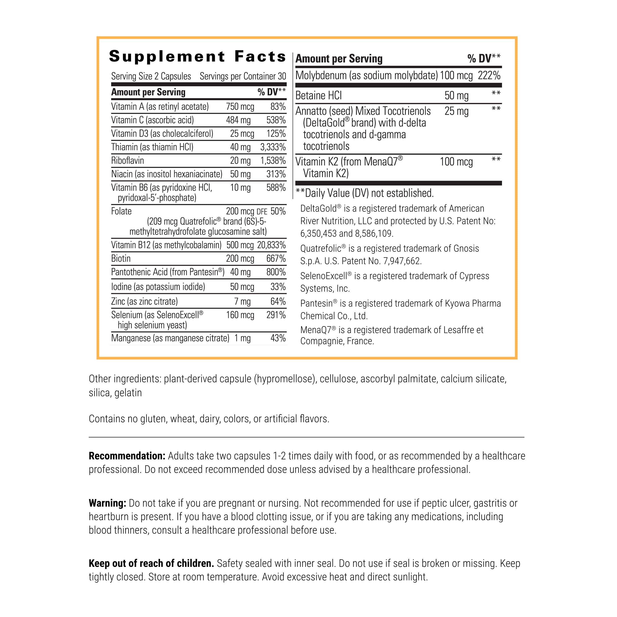 Integrative Therapeutics ProThrivers Wellness Multivitamin side view