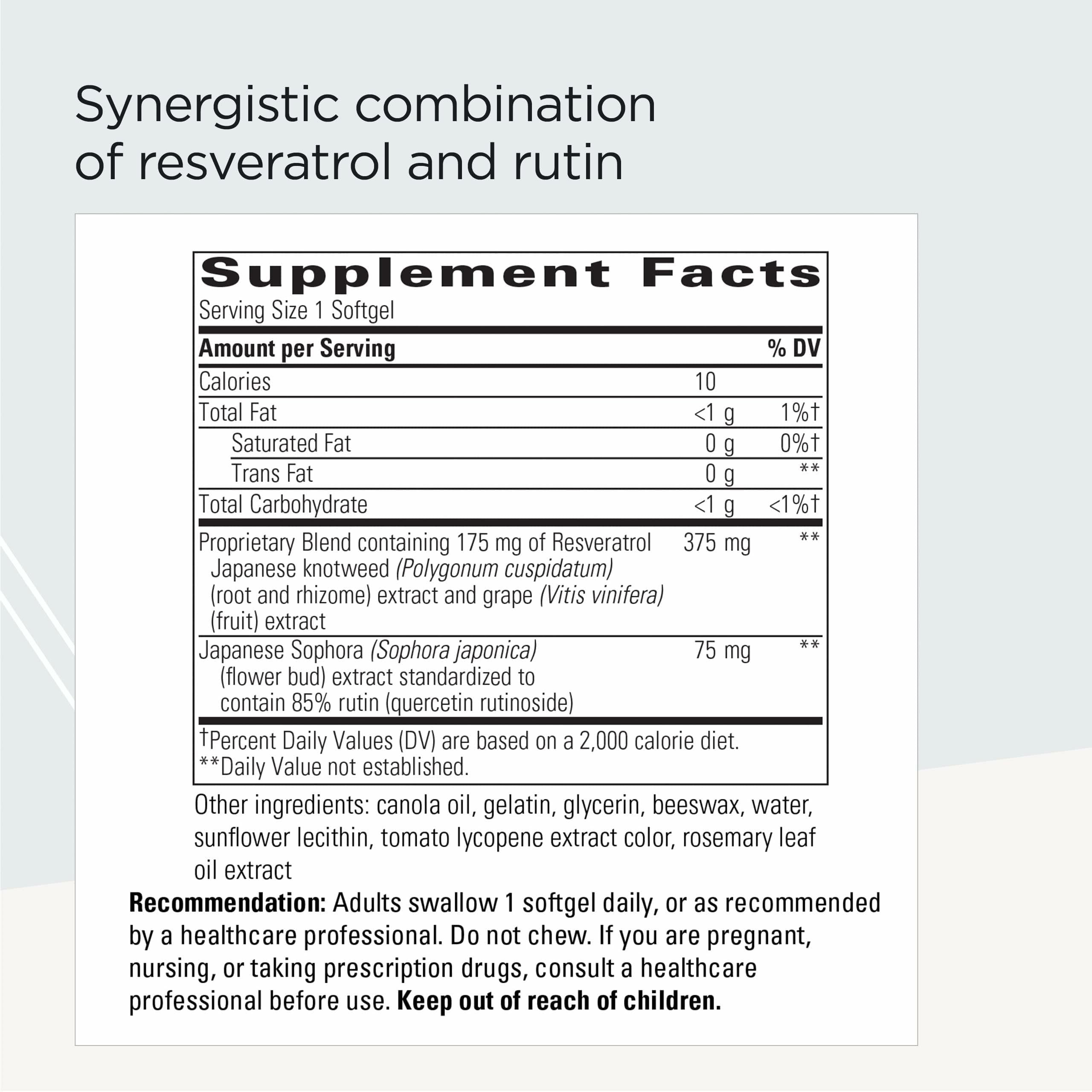 Integrative Therapeutics Resveratrol Ultra HP 175mg softgel packaging