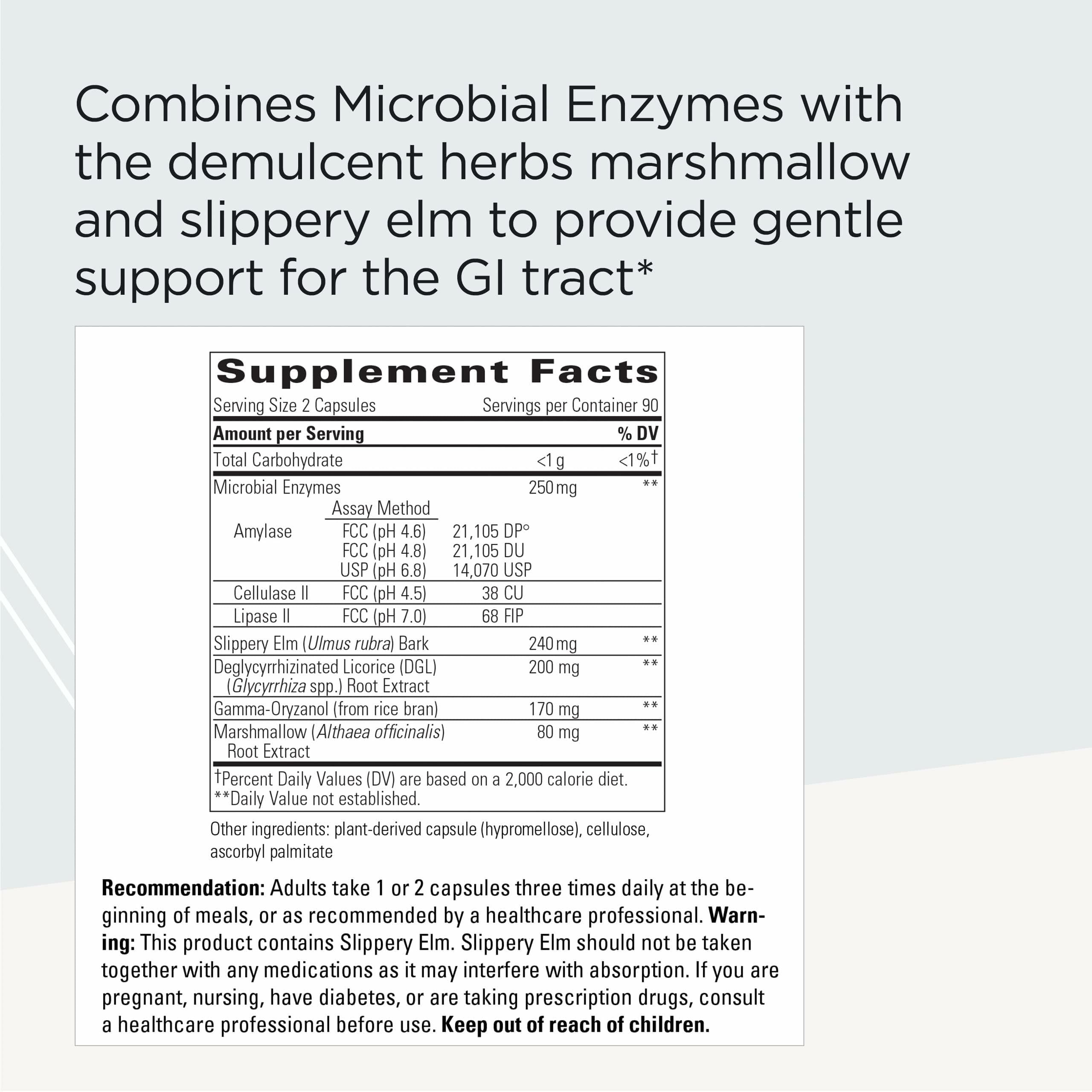 Integrative Therapeutics Similase Sensitive Stomach Multi-Enzymes side view