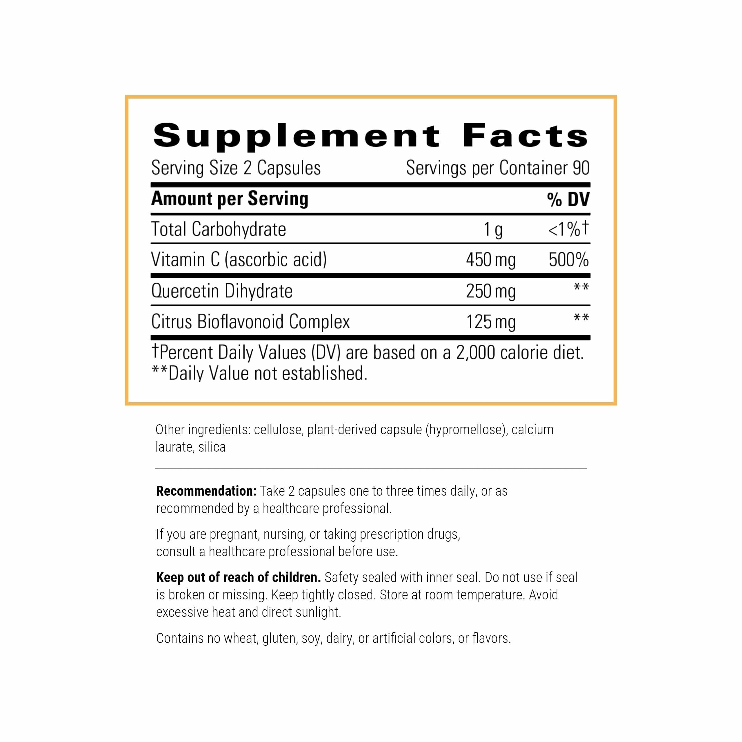 Integrative Therapeutics Vitamin C with Quercetin bottle side view