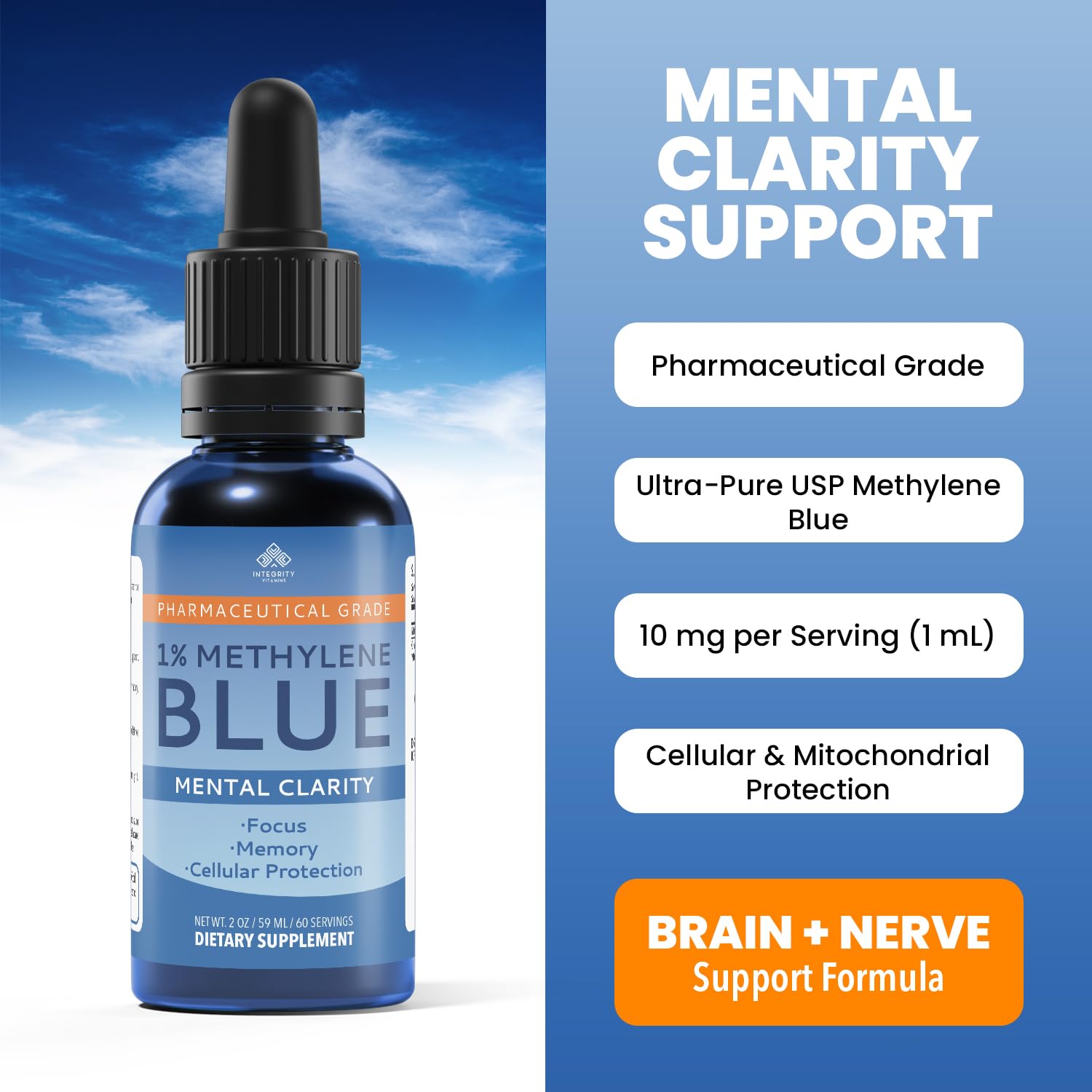 Integrity Vitamins Methylene Blue Drops packaging side view