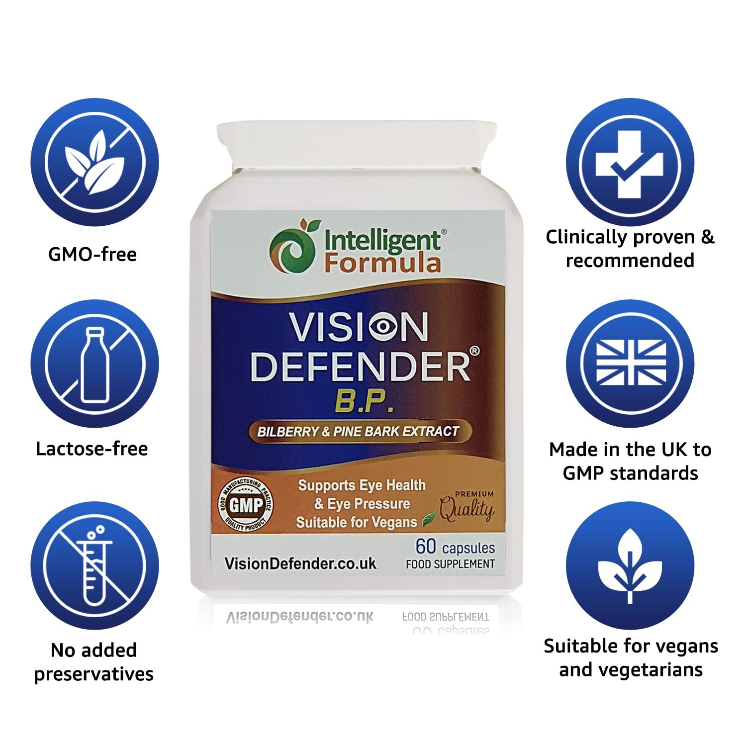 Intelligent Formula Vision Defender BP Bilberry Capsules with ingredients