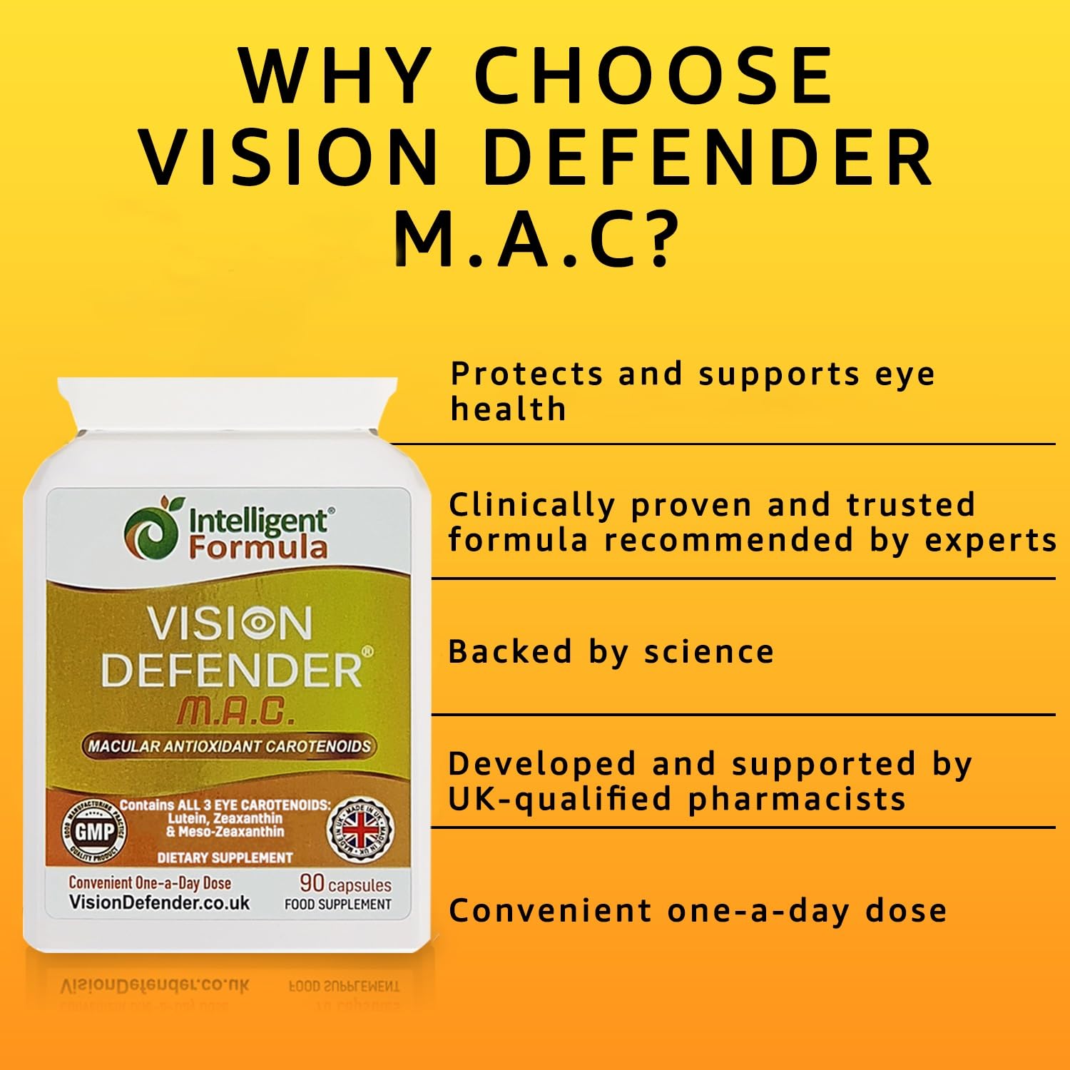 Intelligent Formula Vision Defender MAC Lutein Supplement back view