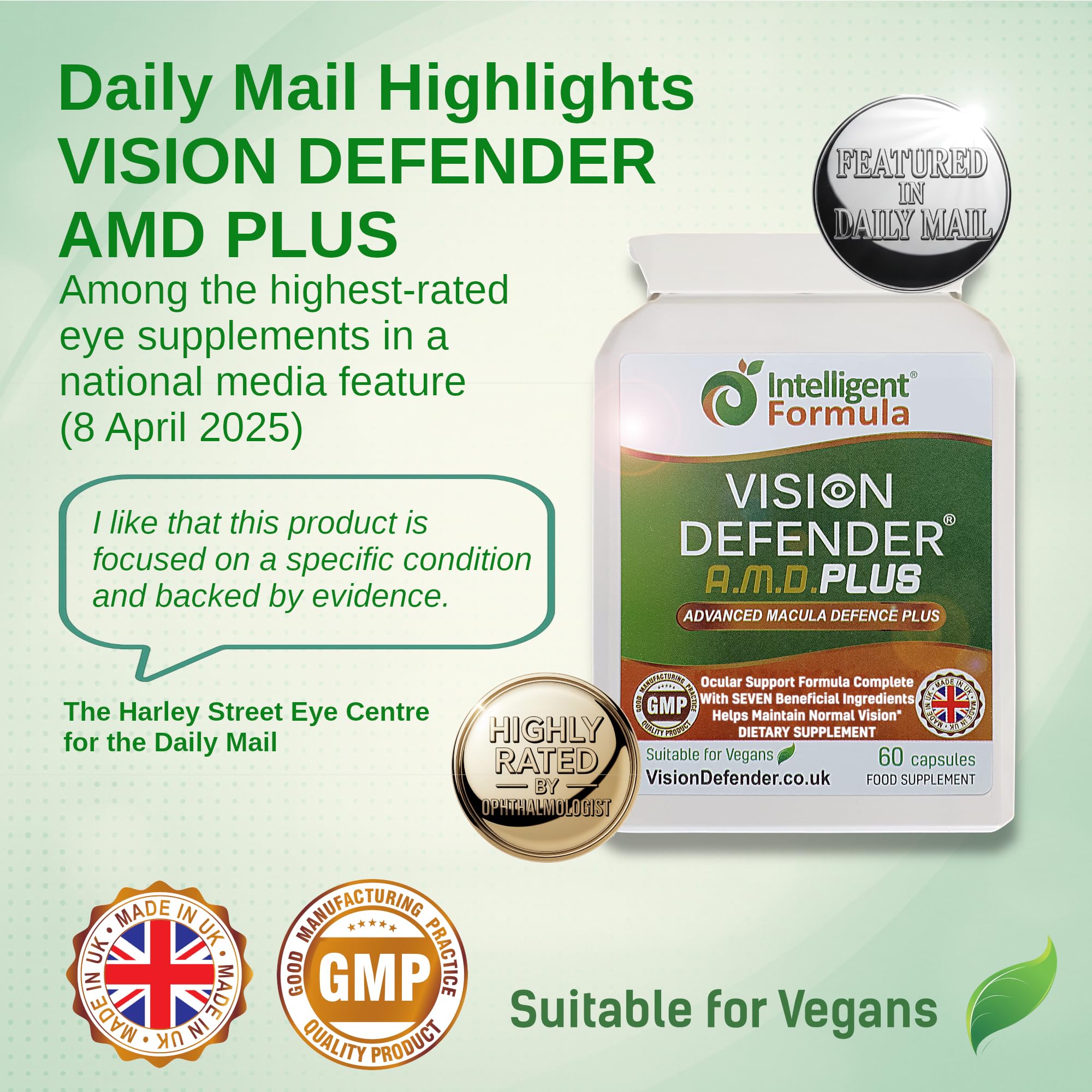 Intelligent Formula Vision Defender PLUS Eye Supplement packaging