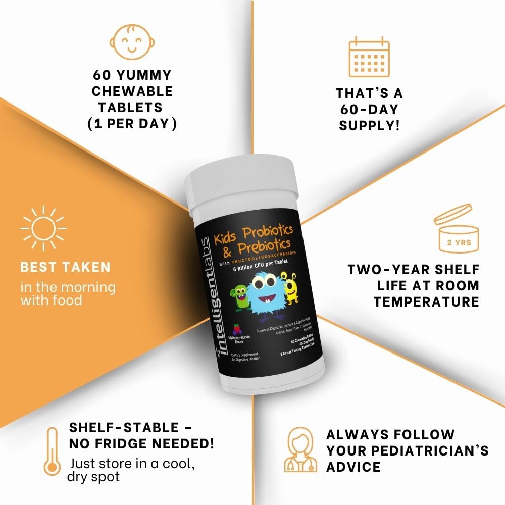 Intelligent Labs Children's Probiotics chewable tablets on a table