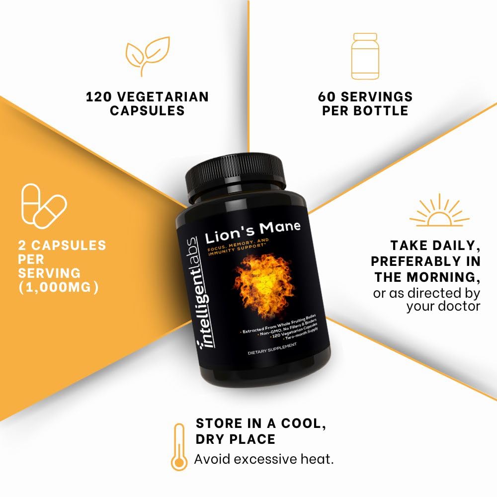 Intelligent Labs Lion’s Mane Mushroom Extract 120 Capsules label close-up