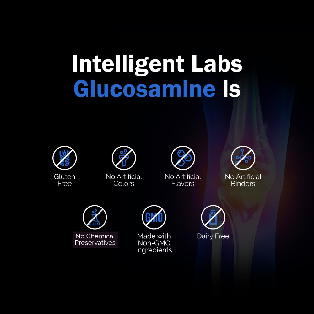 Intelligent Labs Triple Strength Glucosamine Complex bottle with supplements on a table