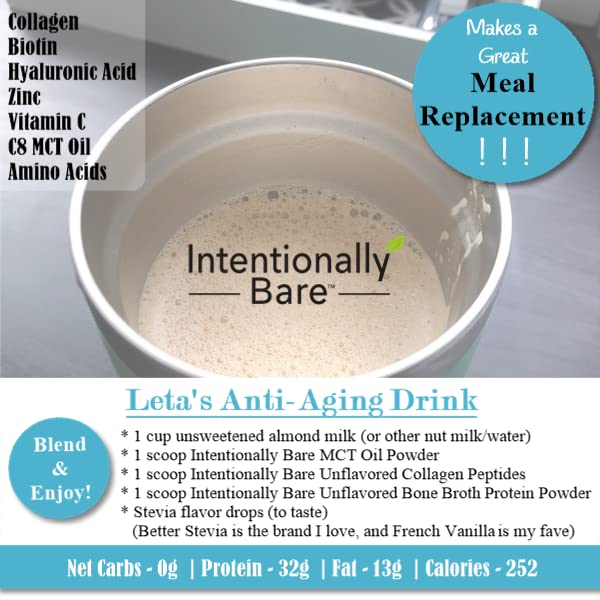 Intentionally Bare Collagen Peptides Powder mixed in a smoothie
