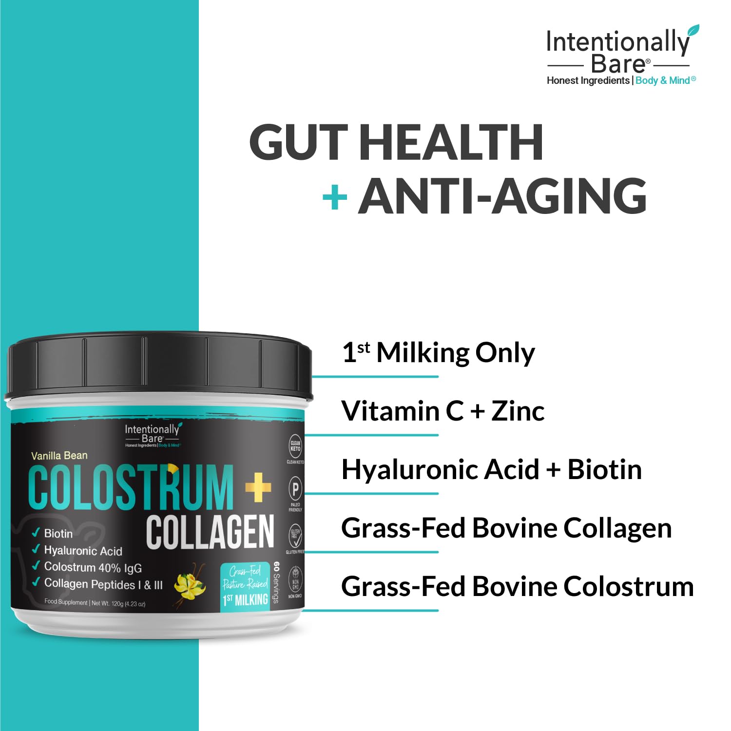 Intentionally Bare Collagen Powder 120g packaging