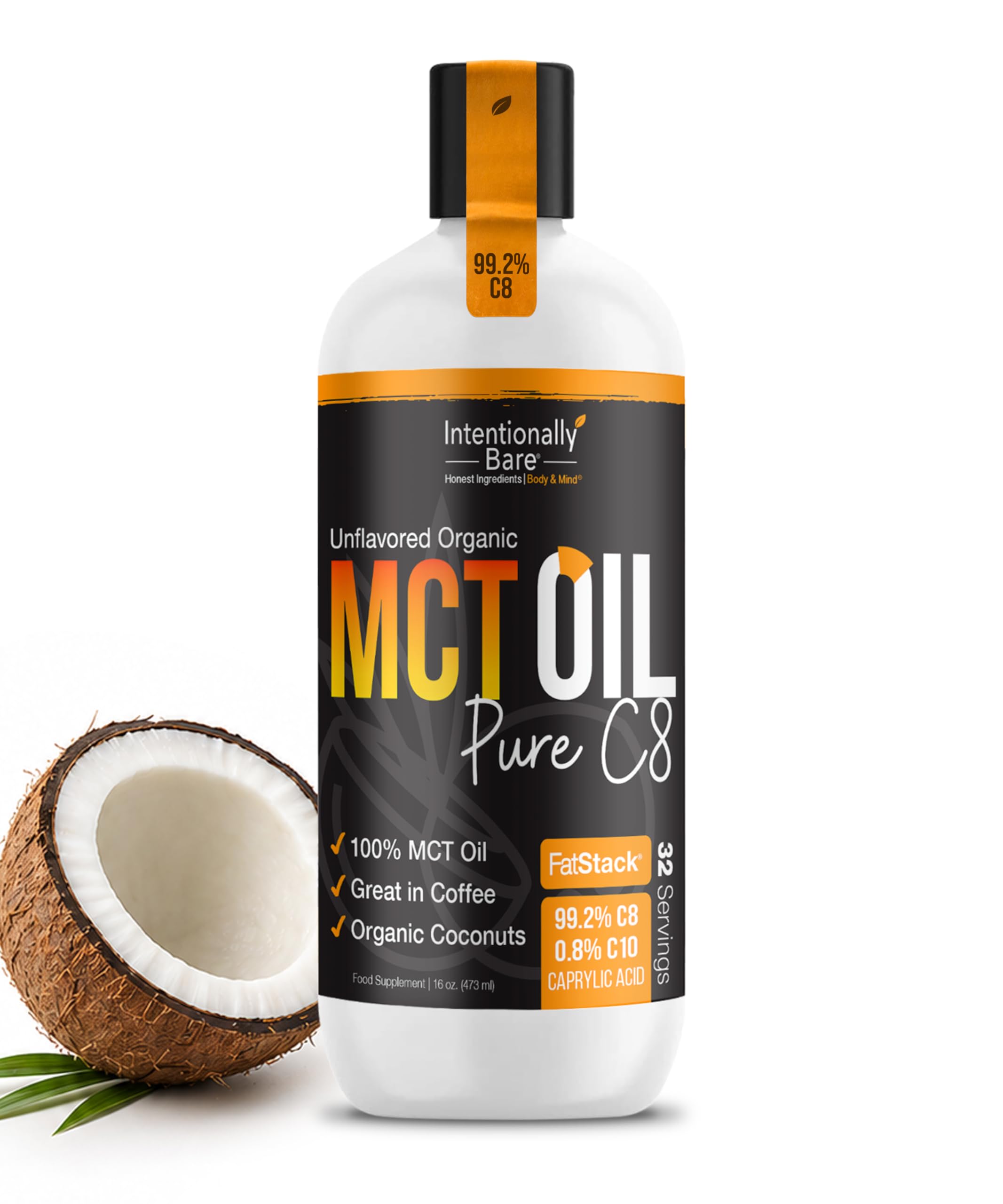 Intentionally Bare MCT Oil C8 467g front view