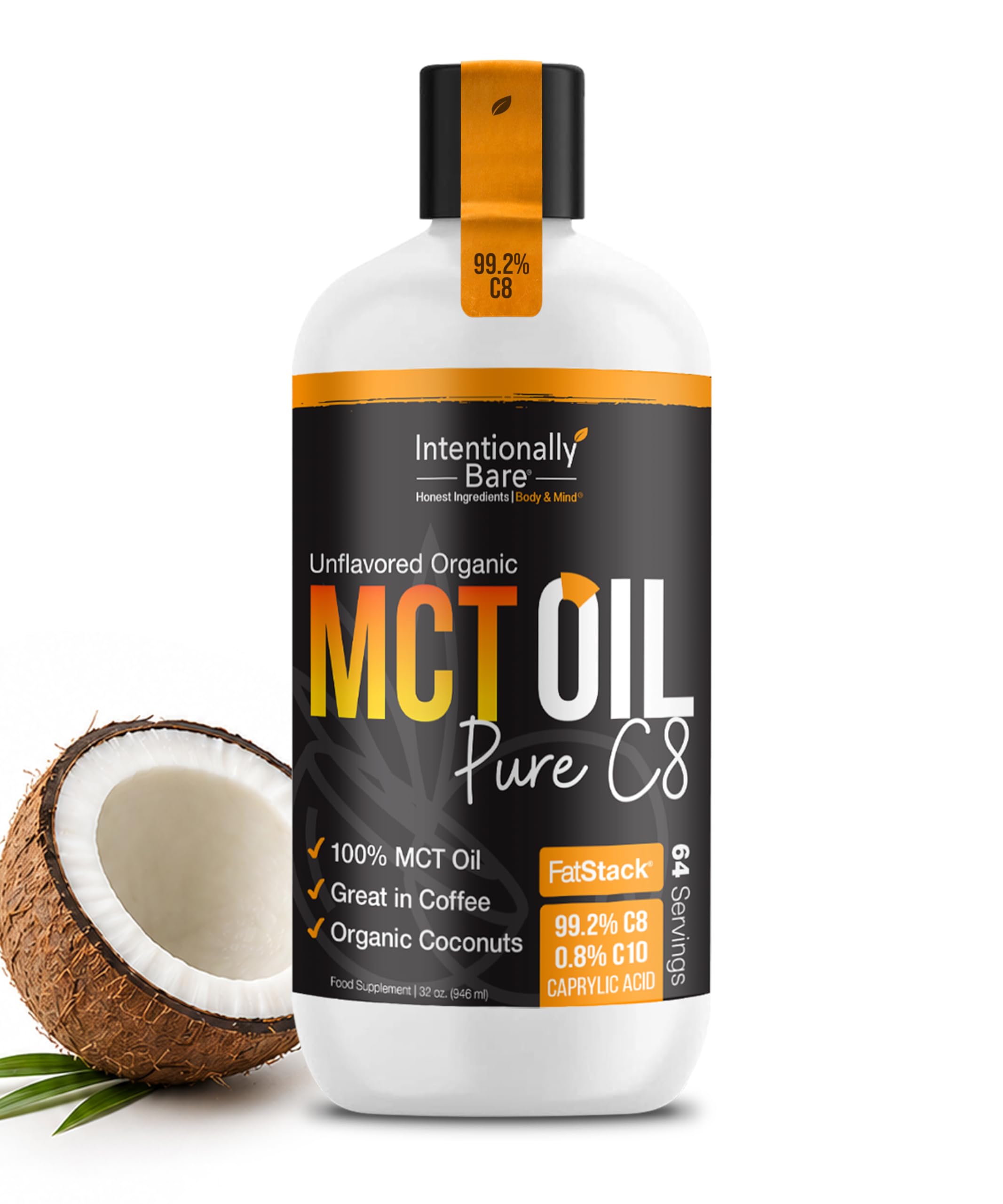 Intentionally Bare MCT Oil C8 907g front view