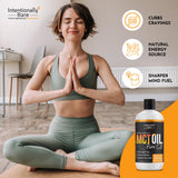 Intentionally Bare MCT Oil C8 907g with coconut and measuring spoon