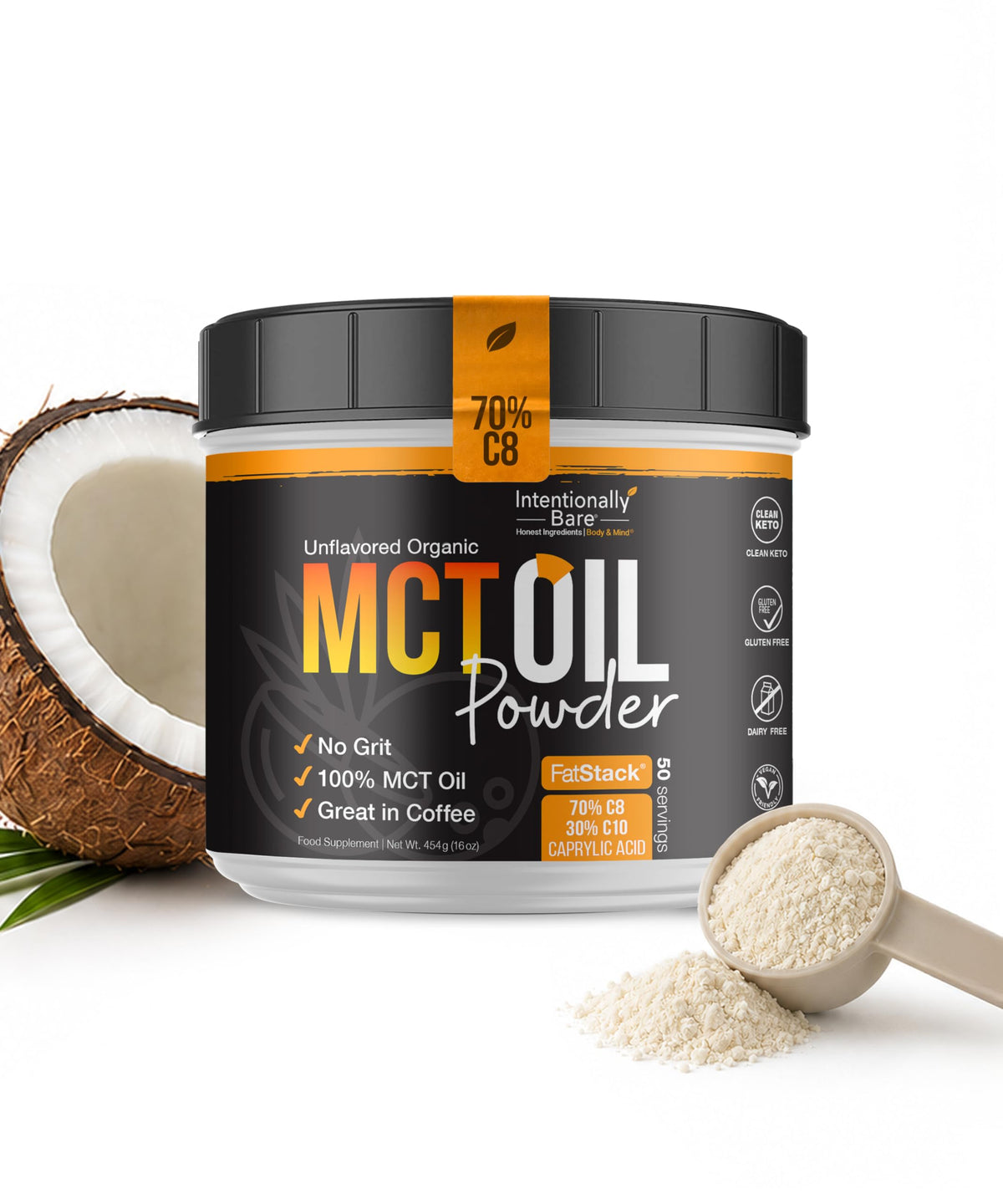 Intentionally Bare MCT Oil Powder 552g front view