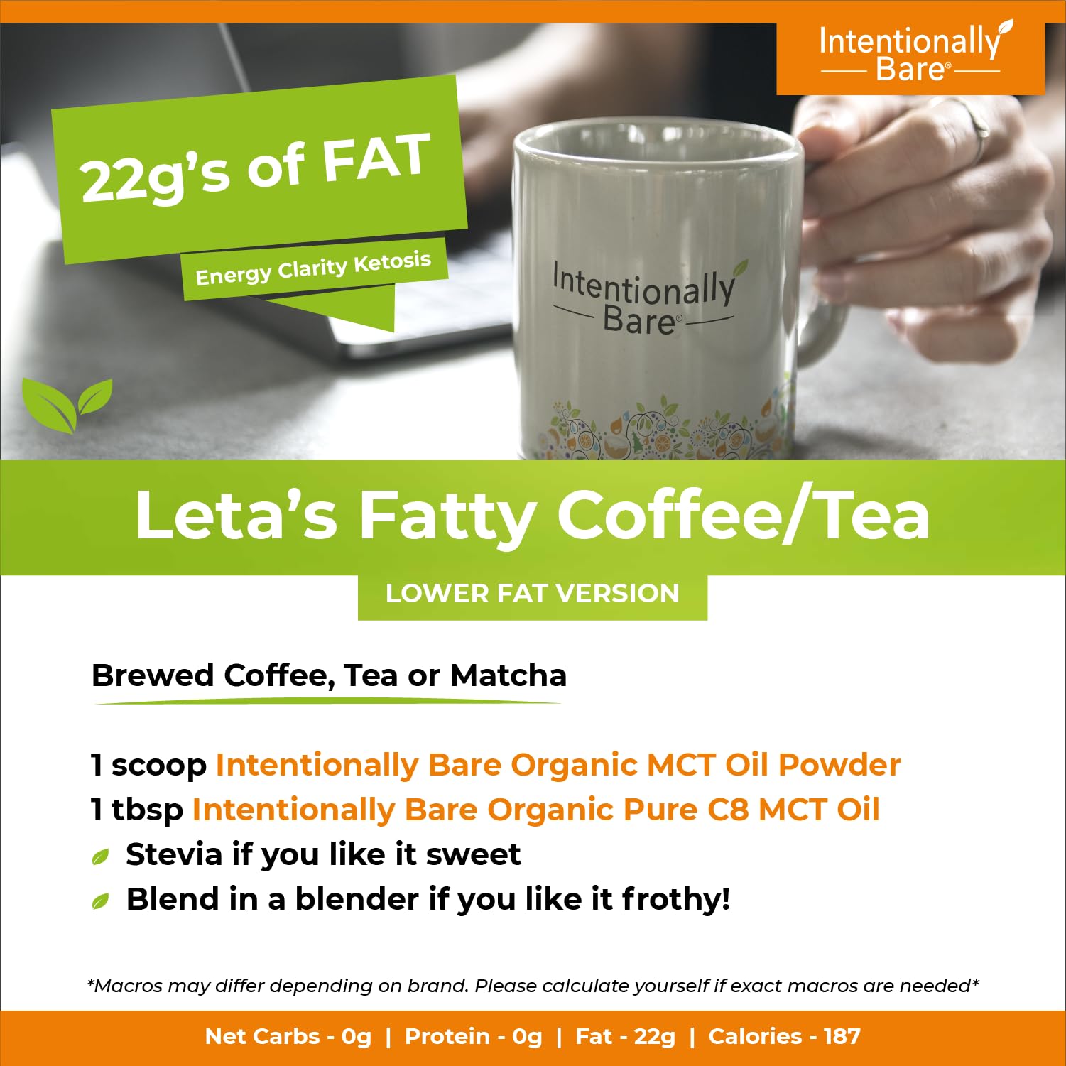 Intentionally Bare MCT Oil Powder with coffee