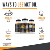 Intentionally Bare MCT Oil Softgels on a wooden table
