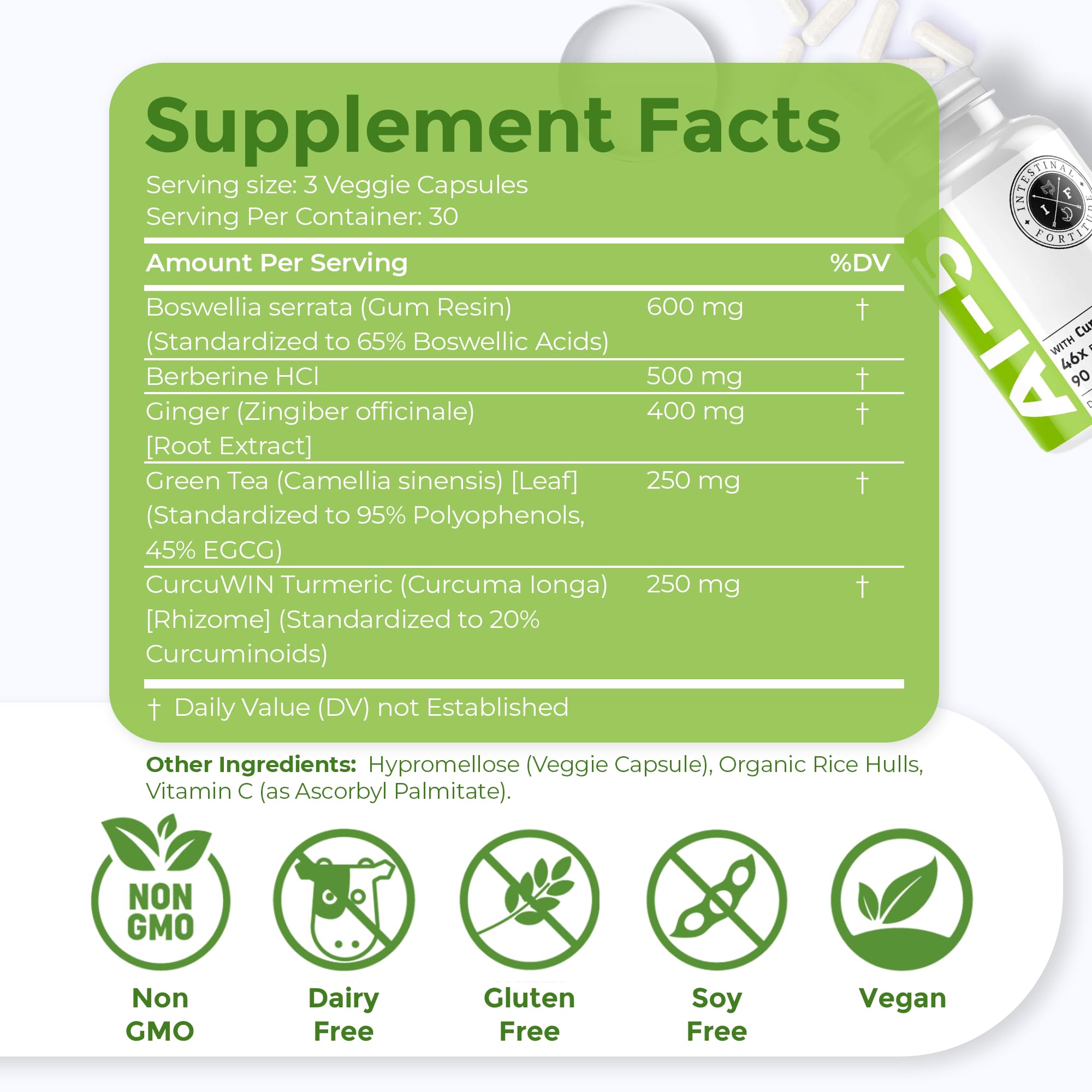 Intestinal Fortitude AI-5 Turmeric Supplement capsule close-up