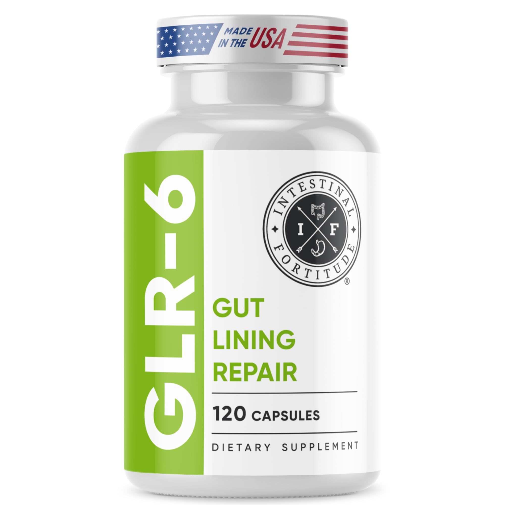 Intestinal Fortitude L-Glutamine supplement front view with label