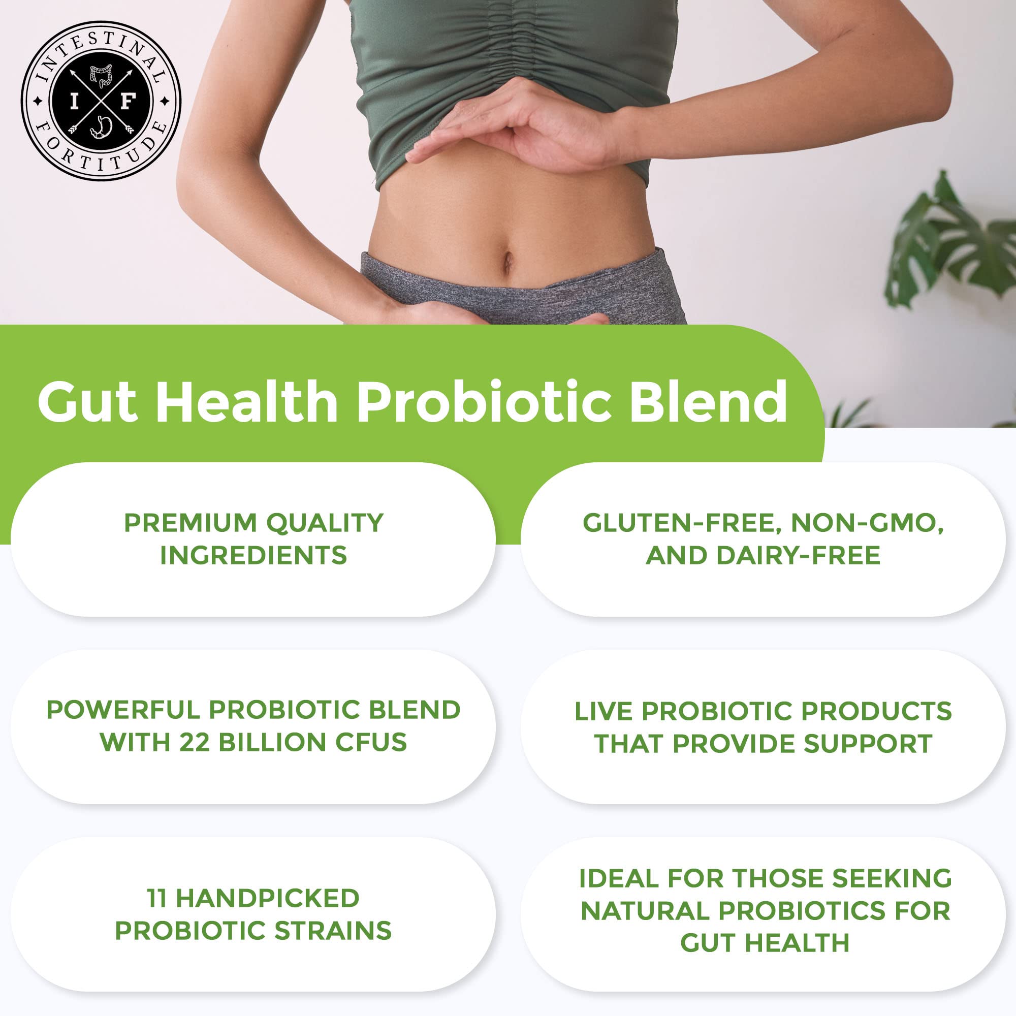 Intestinal Fortitude Probiotic Capsules lifestyle shot on kitchen counter
