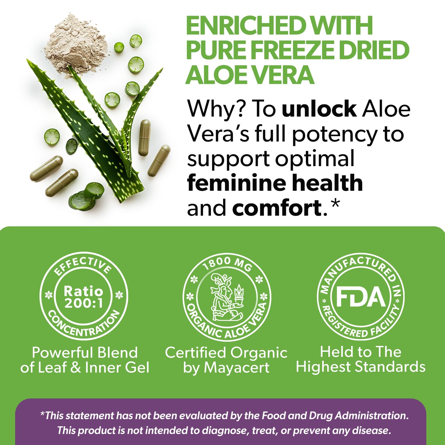 Intimate Rose Aloe Vera + D-Mannose supplement packaging with ingredients list