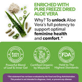 Intimate Rose Aloe Vera + D-Mannose supplement packaging with ingredients list