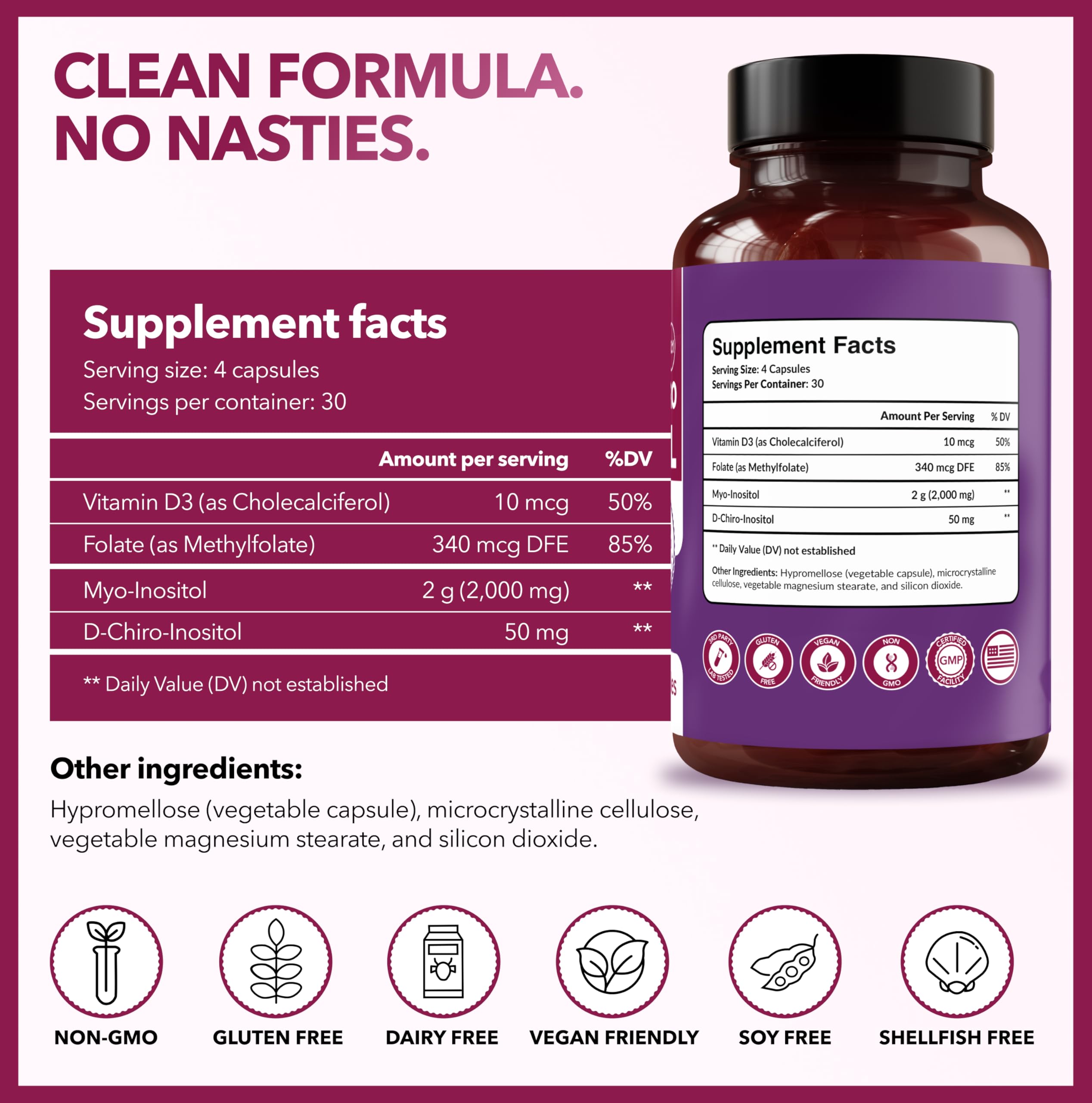 Intimate Rose B8 (Inositol) Supplement vegan capsule display