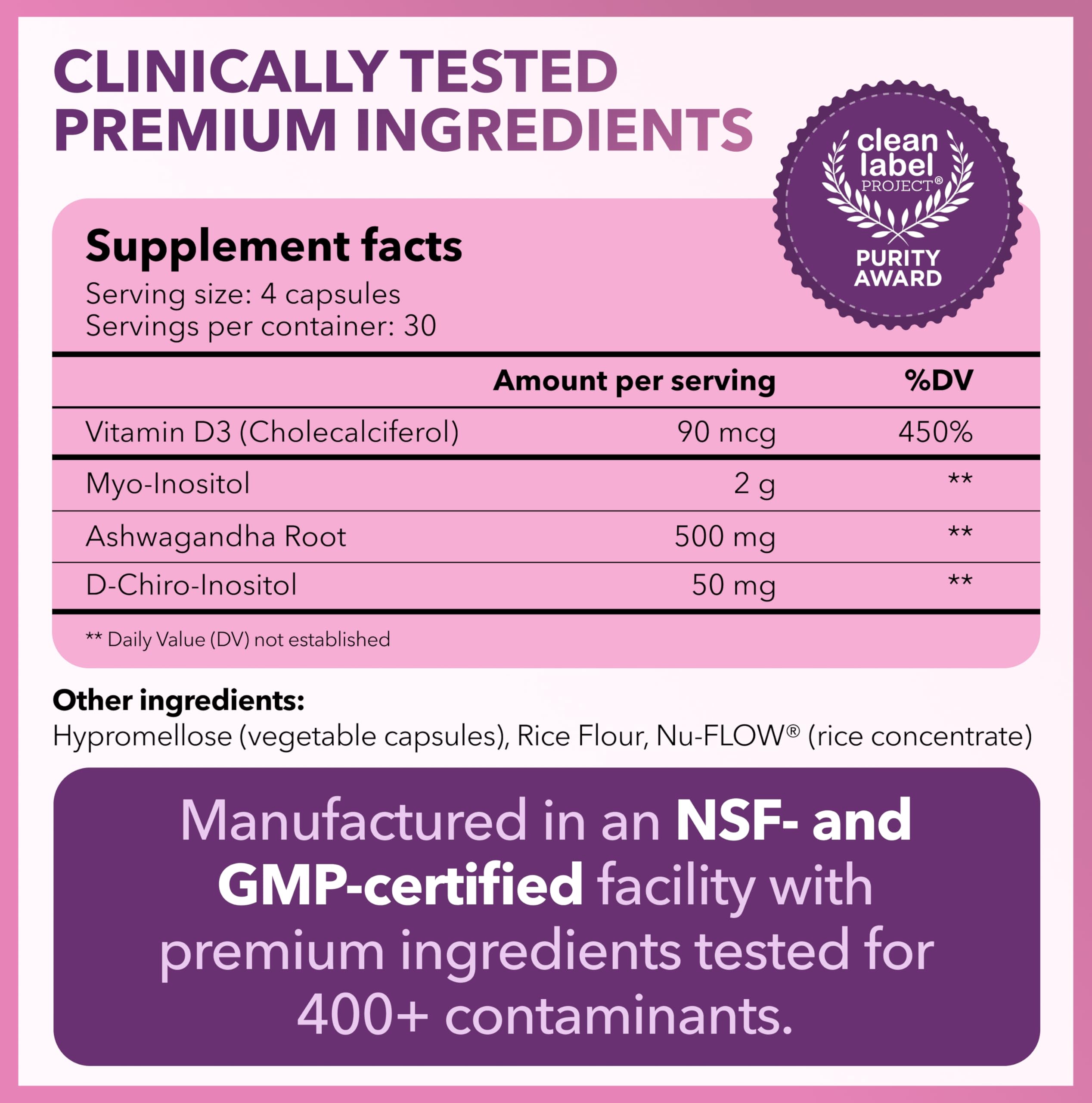 Intimate Rose Inositol Supplement packaging details