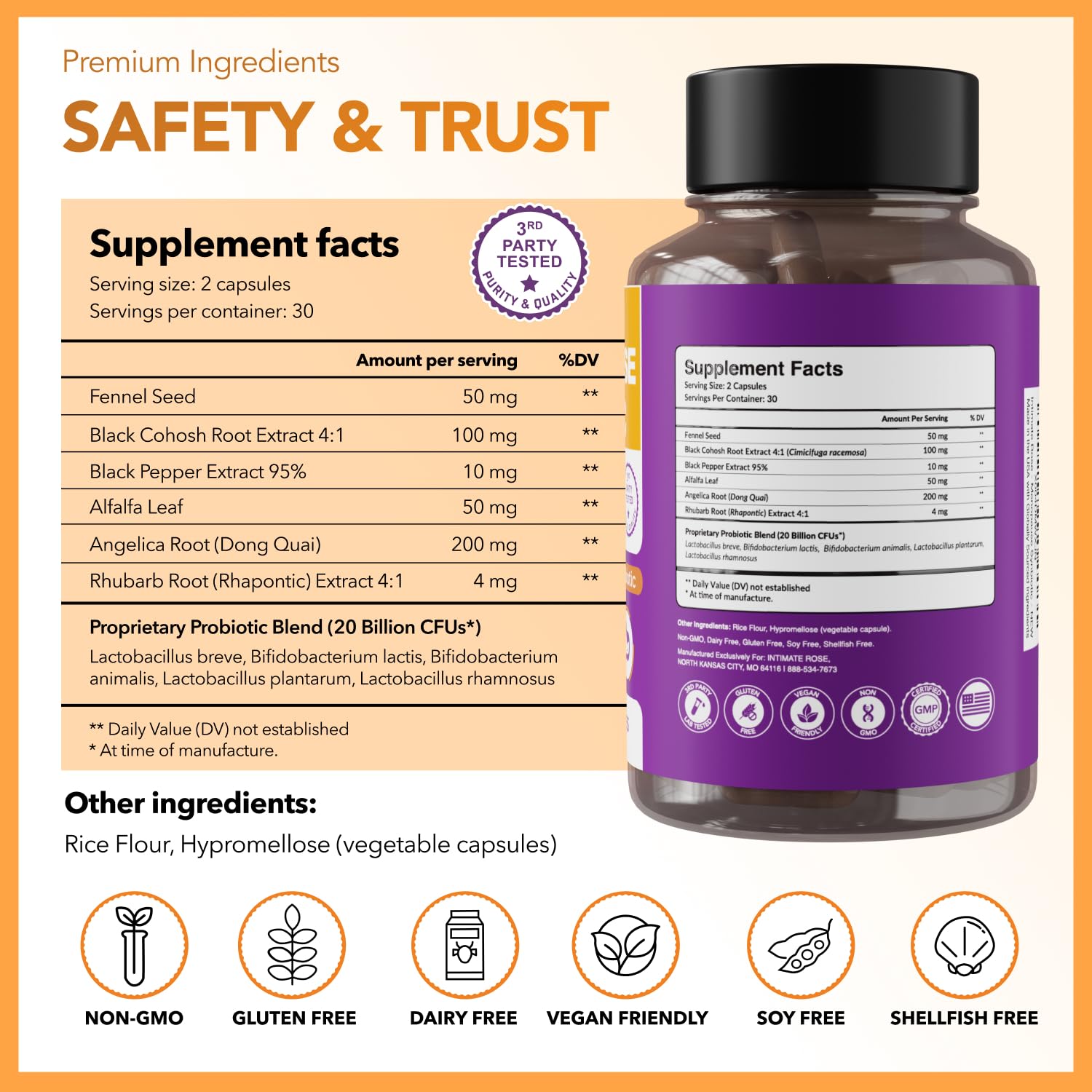 Intimate Rose Menopause Synbiotic 60 Capsules packaging details