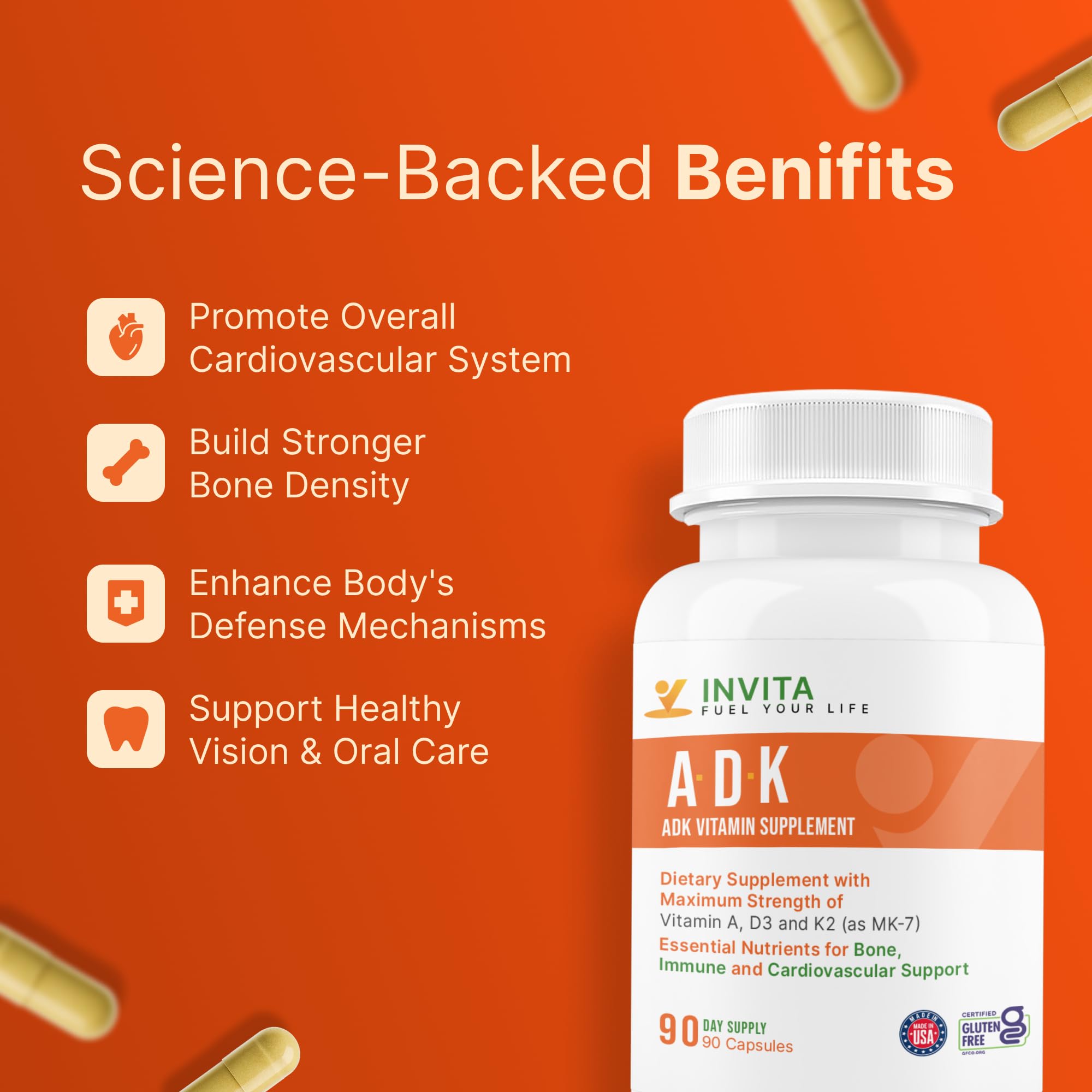INVITA Vitamin ADK Supplement with measuring spoon