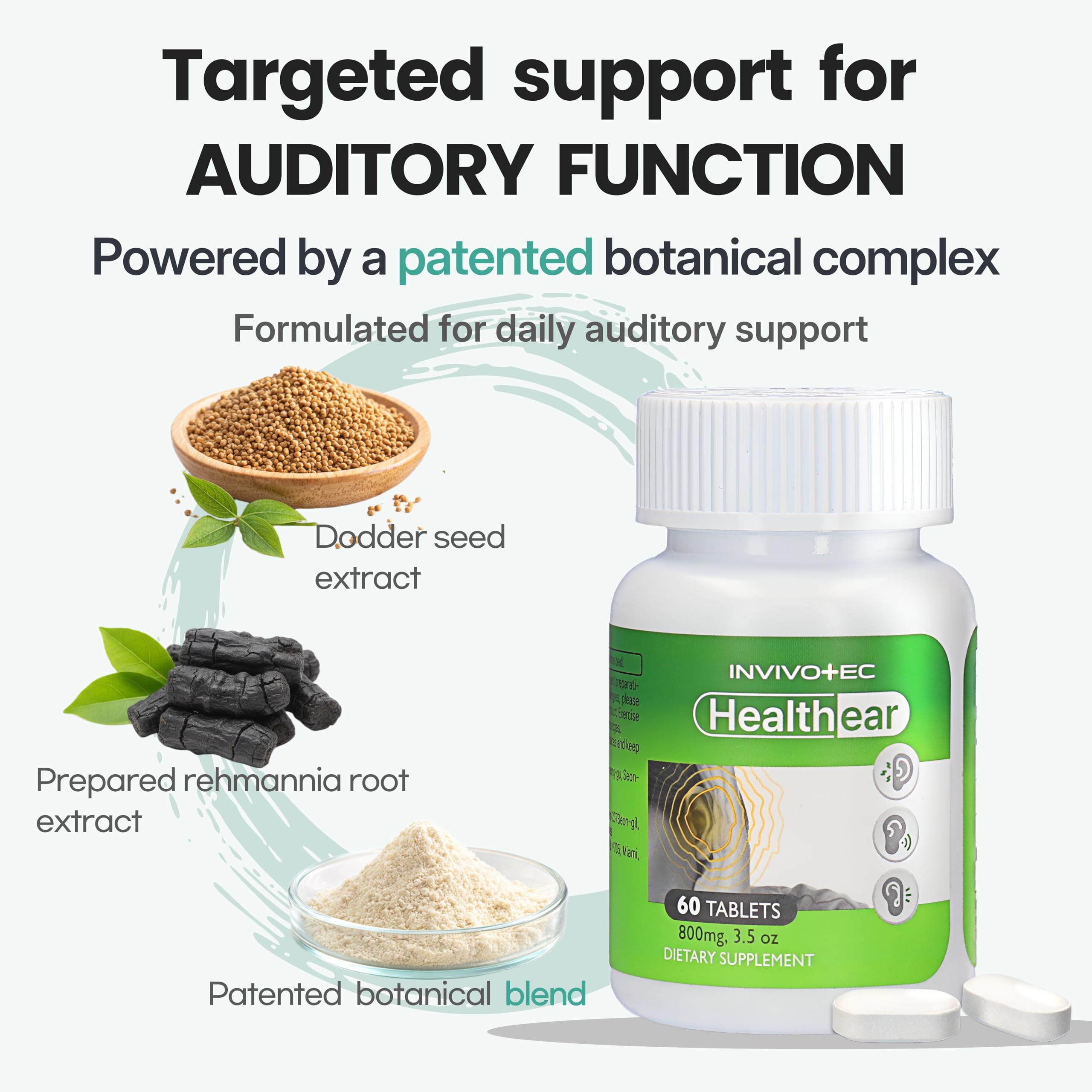 invivotec Daily Hearing Support Bioflavonoids bottle with cap