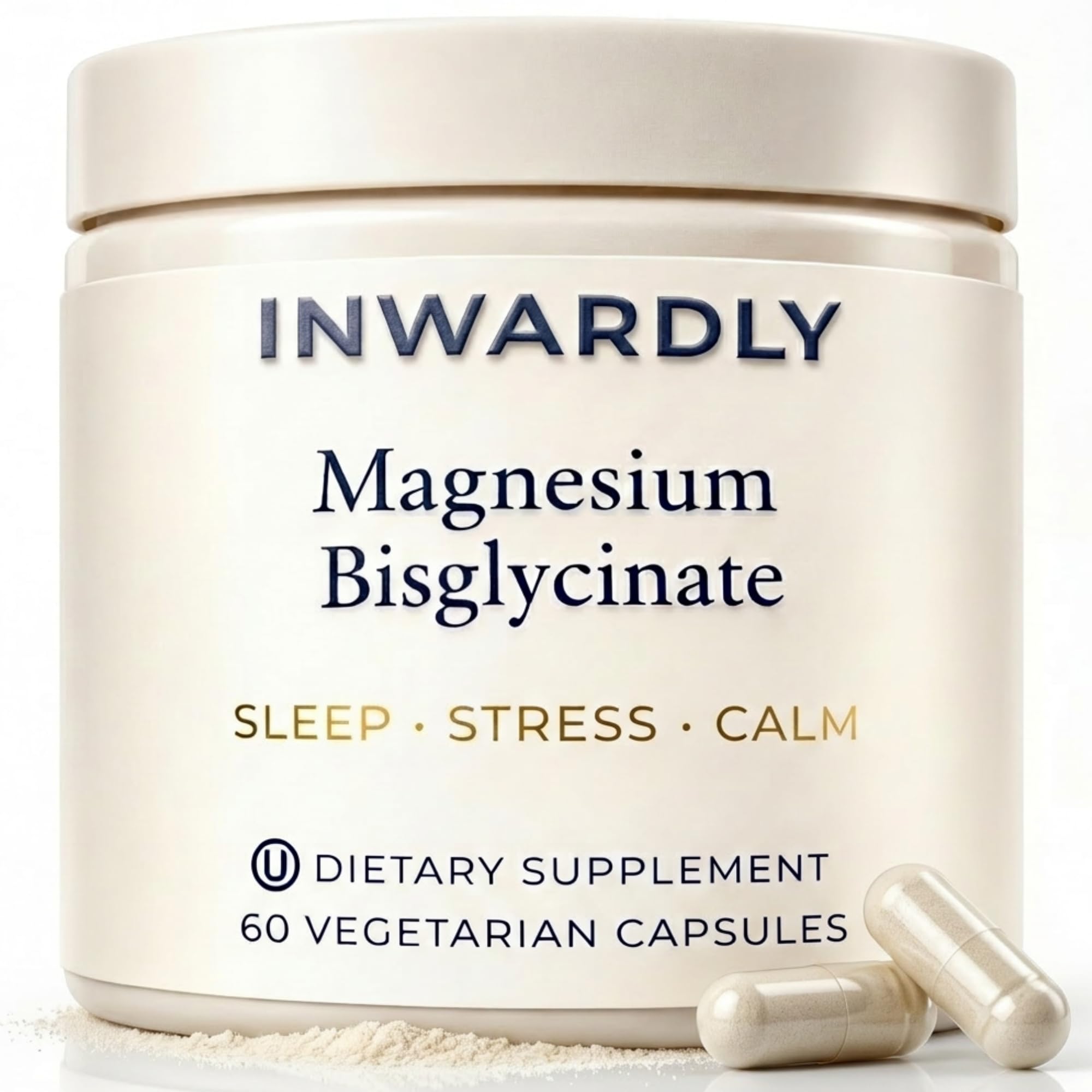 inwardly Magnesium Glycinate 500mg supplement front view