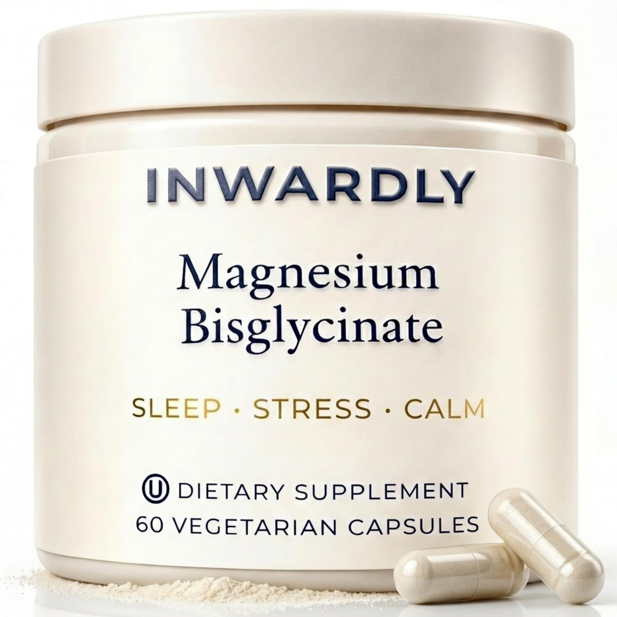 inwardly Magnesium Glycinate 500mg supplement front view
