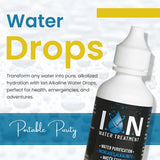 Ion Alkaline Water Drops in a camping setting