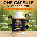 Ion Supplements Beef Liver Extract Capsules close-up of capsules