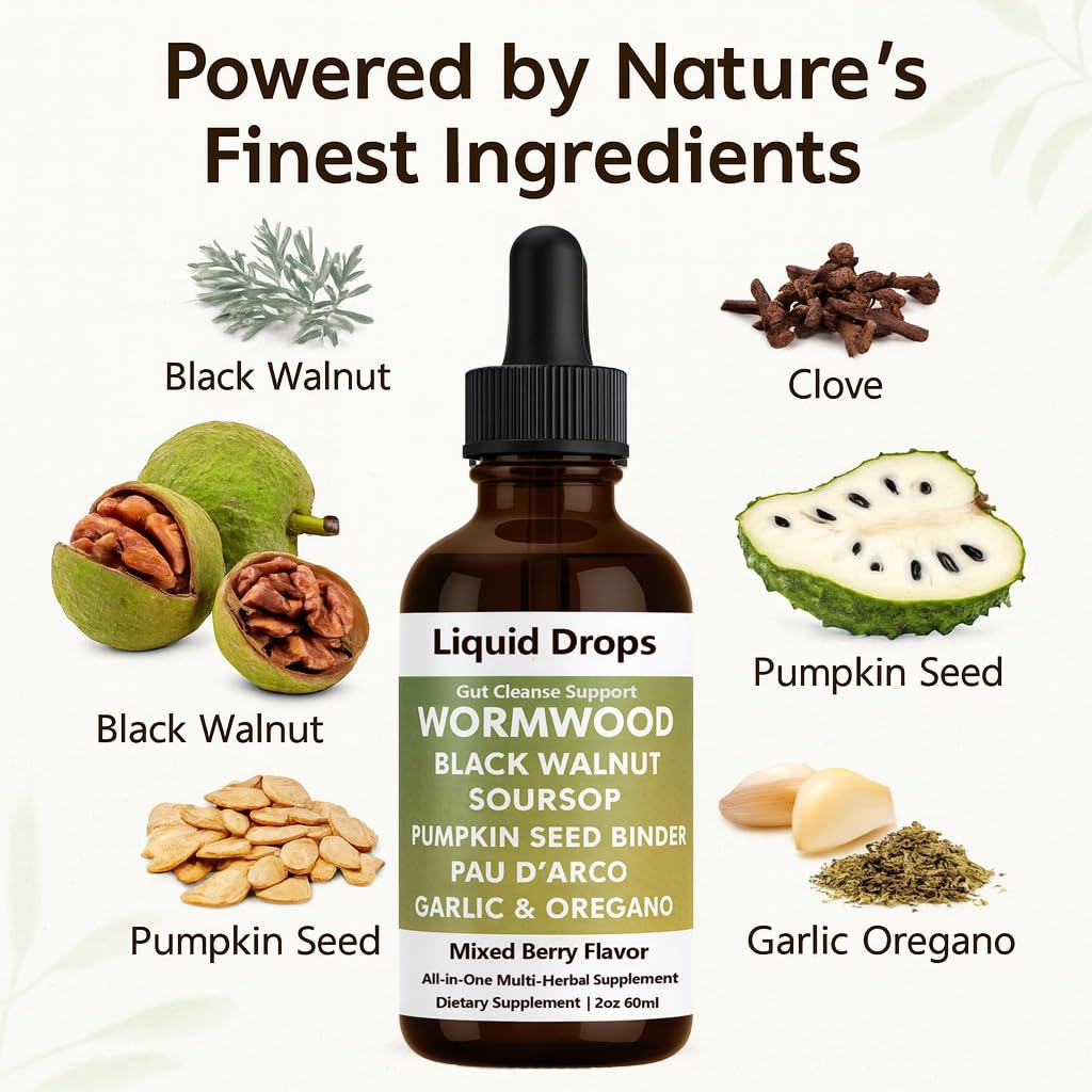 ipxkwll Black Walnut Wormwood Clove Liquid Drops 2 Fl Oz side view