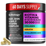 IQ BIOLOGY Biotin Collagen & Keratin Hair Growth Complex capsules front view