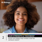 IQ BIOLOGY Biotin Collagen & Keratin Hair Growth Complex capsules on table