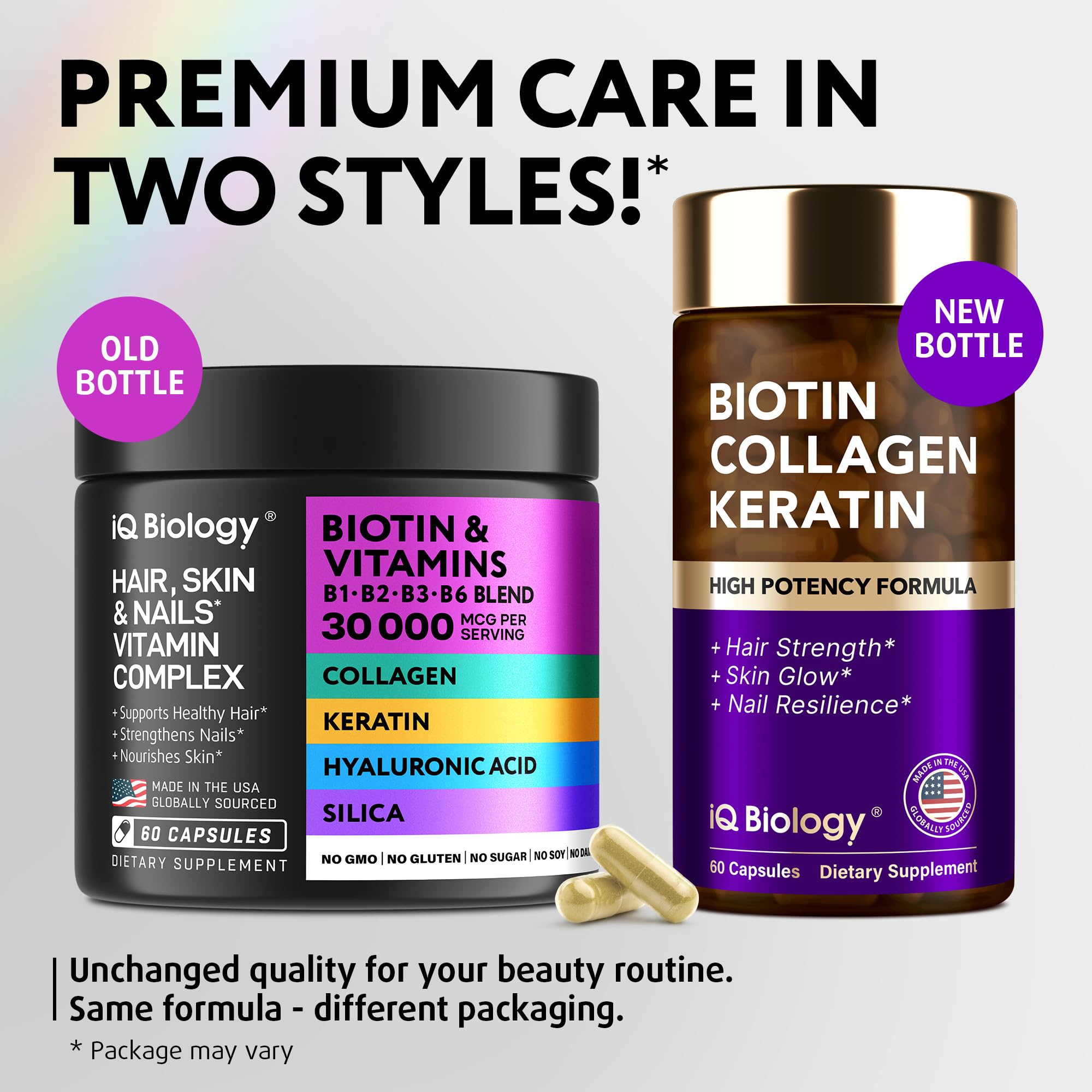 IQ BIOLOGY Biotin Collagen & Keratin Hair Growth Complex side view