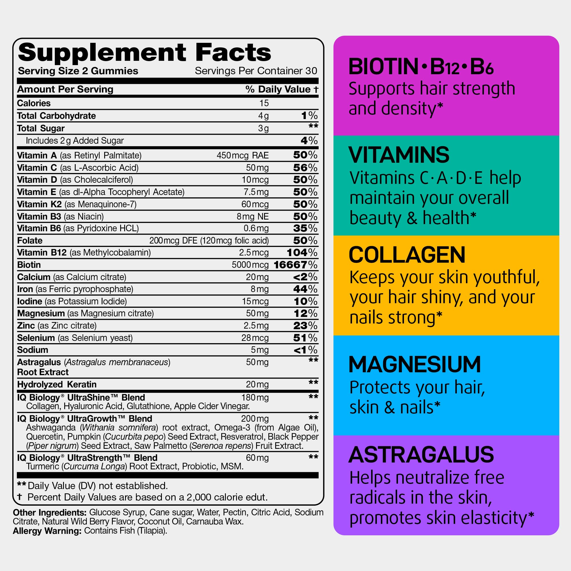 IQ BIOLOGY Hair Growth Gummies showing gummy texture