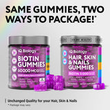 IQ BIOLOGY Hair Growth Gummies side view with ingredients