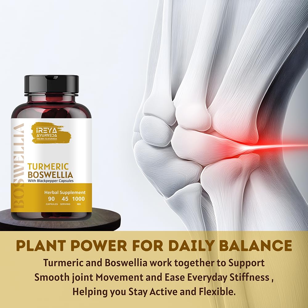 Ireya Ayurveda Boswellia Extract Capsules with Turmeric in hand