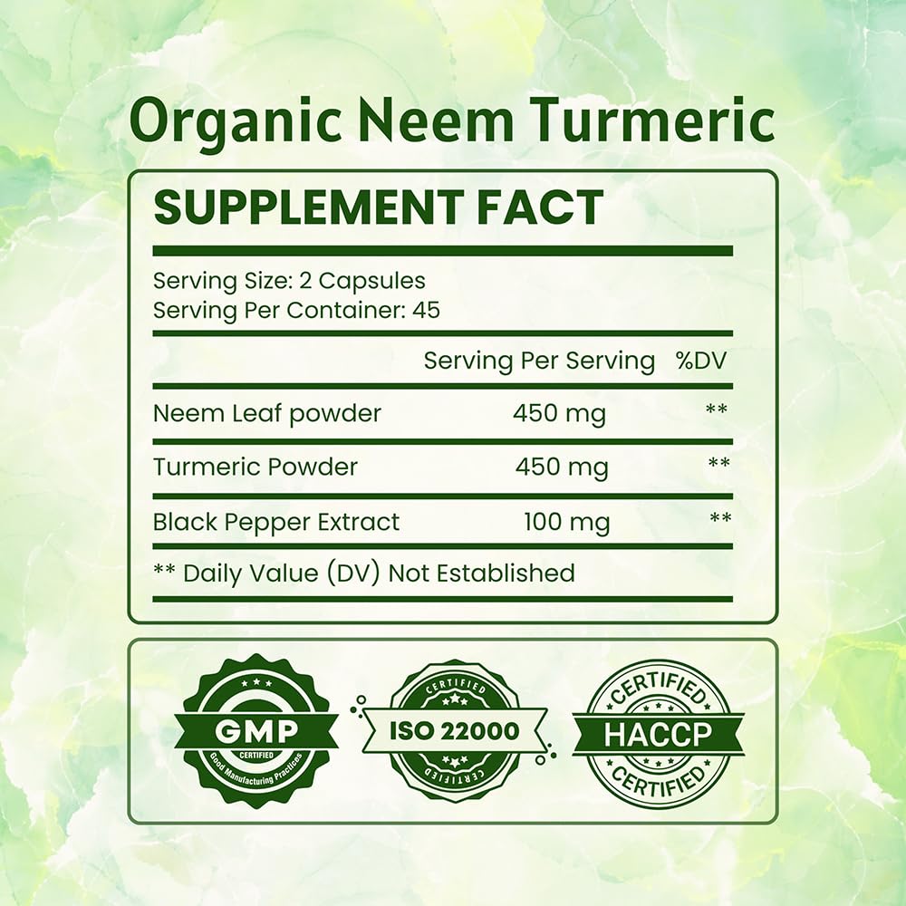 Ireya Ayurveda Neem Turmeric Capsules 1000mg side view